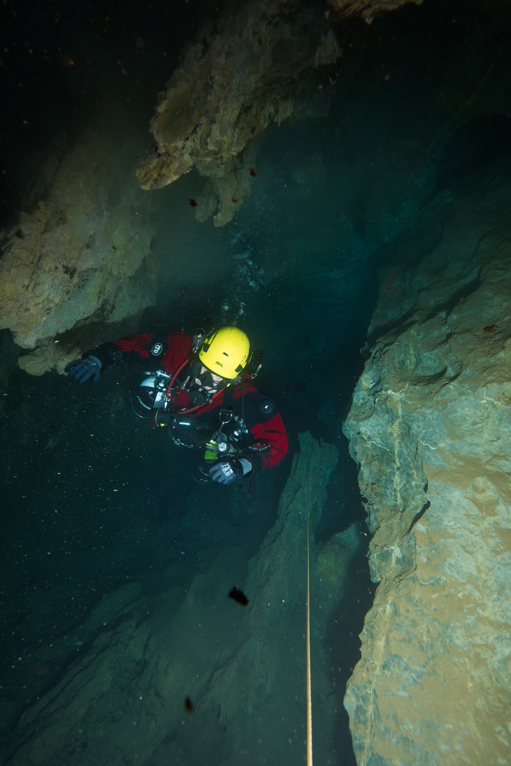Diver exploring a cave