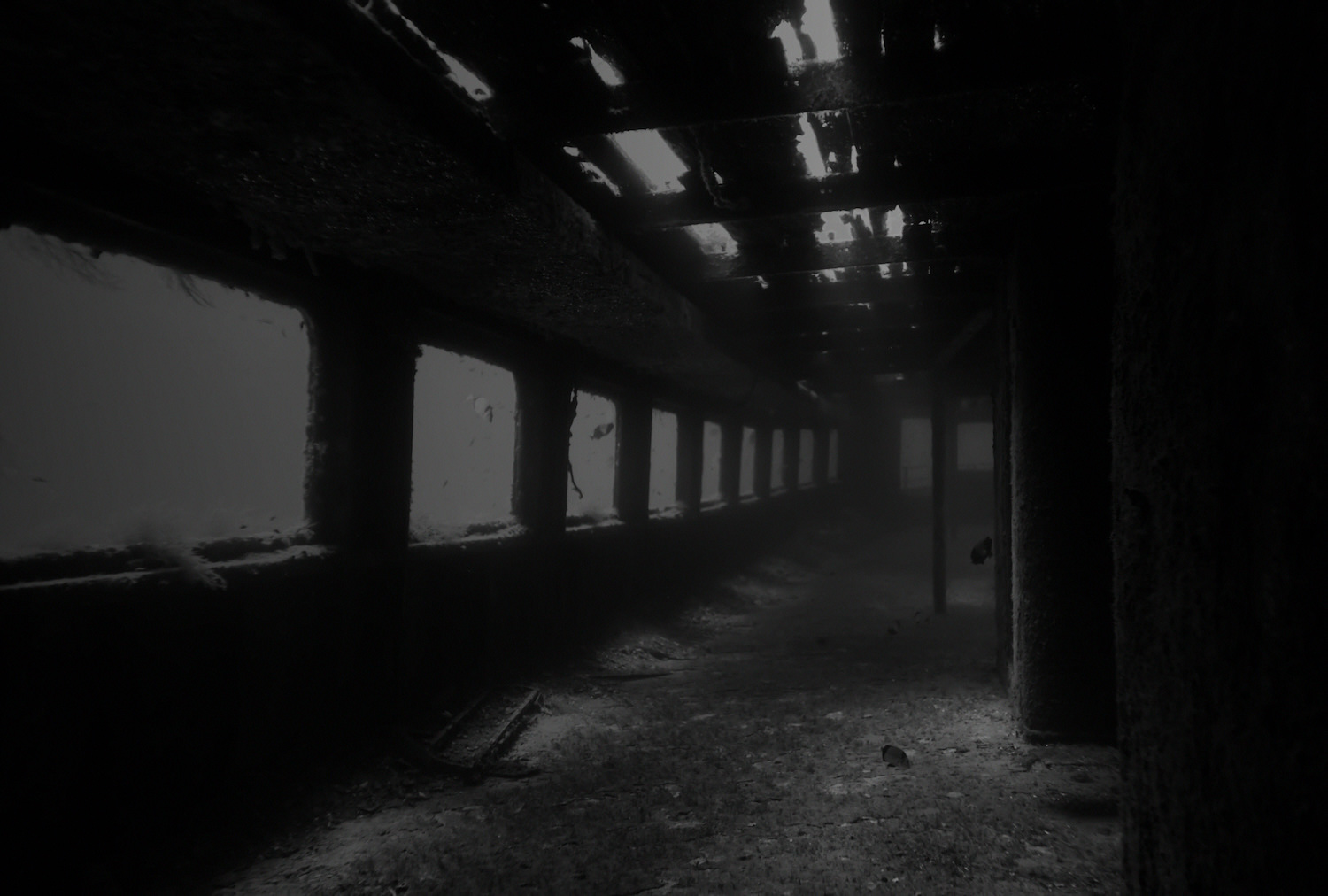 A view of the gangway inside a wreck